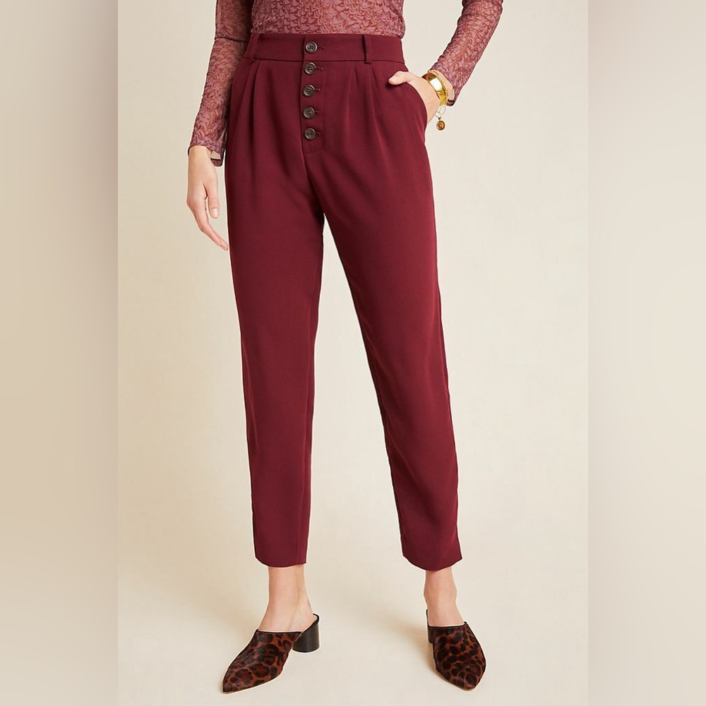 Anthropologie Burgundy Ankle Pants